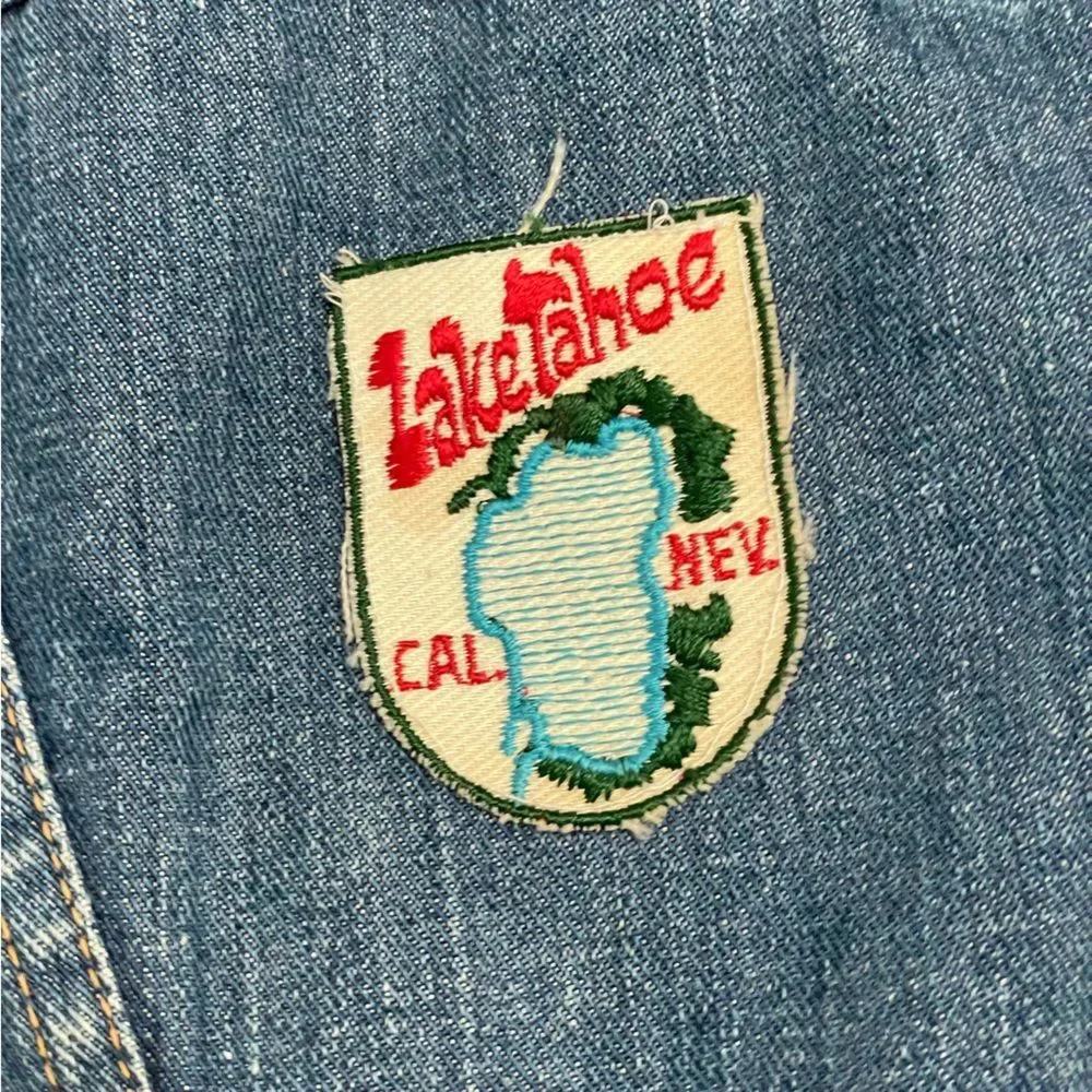 Wrangler Vintage 1970s Jean Jacket Size 40 = Modern US Medium Patches Blue - Picture 4 of 11